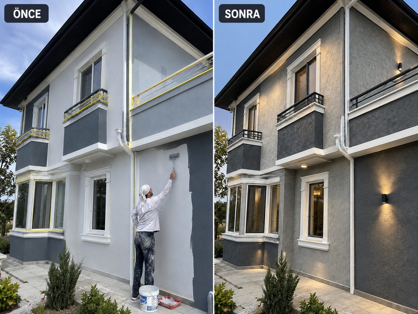 Üçkuyular dış cephe boya öncesi ve sonrası